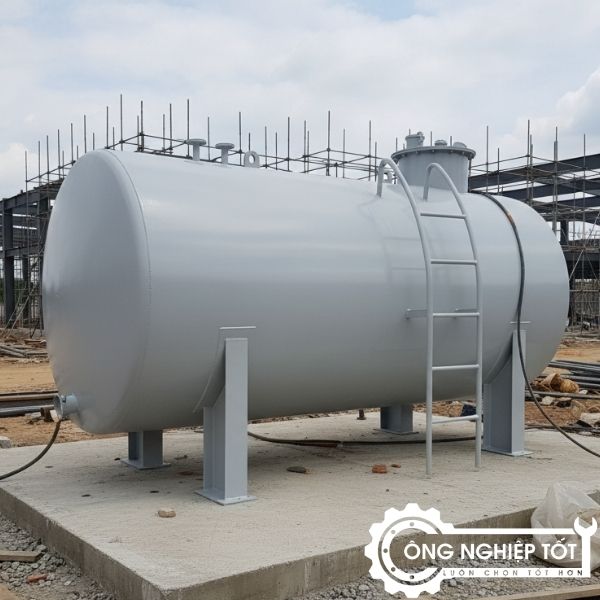 Bồn FRP trụ ngang 3000L thực tế tại công trình